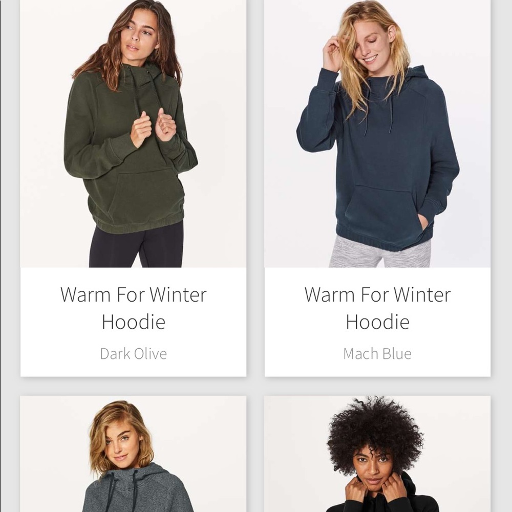 ISO Lululemon Warm For Winter hoodies sizes 4,6